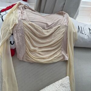 Chic Beige Long Sleeve Top